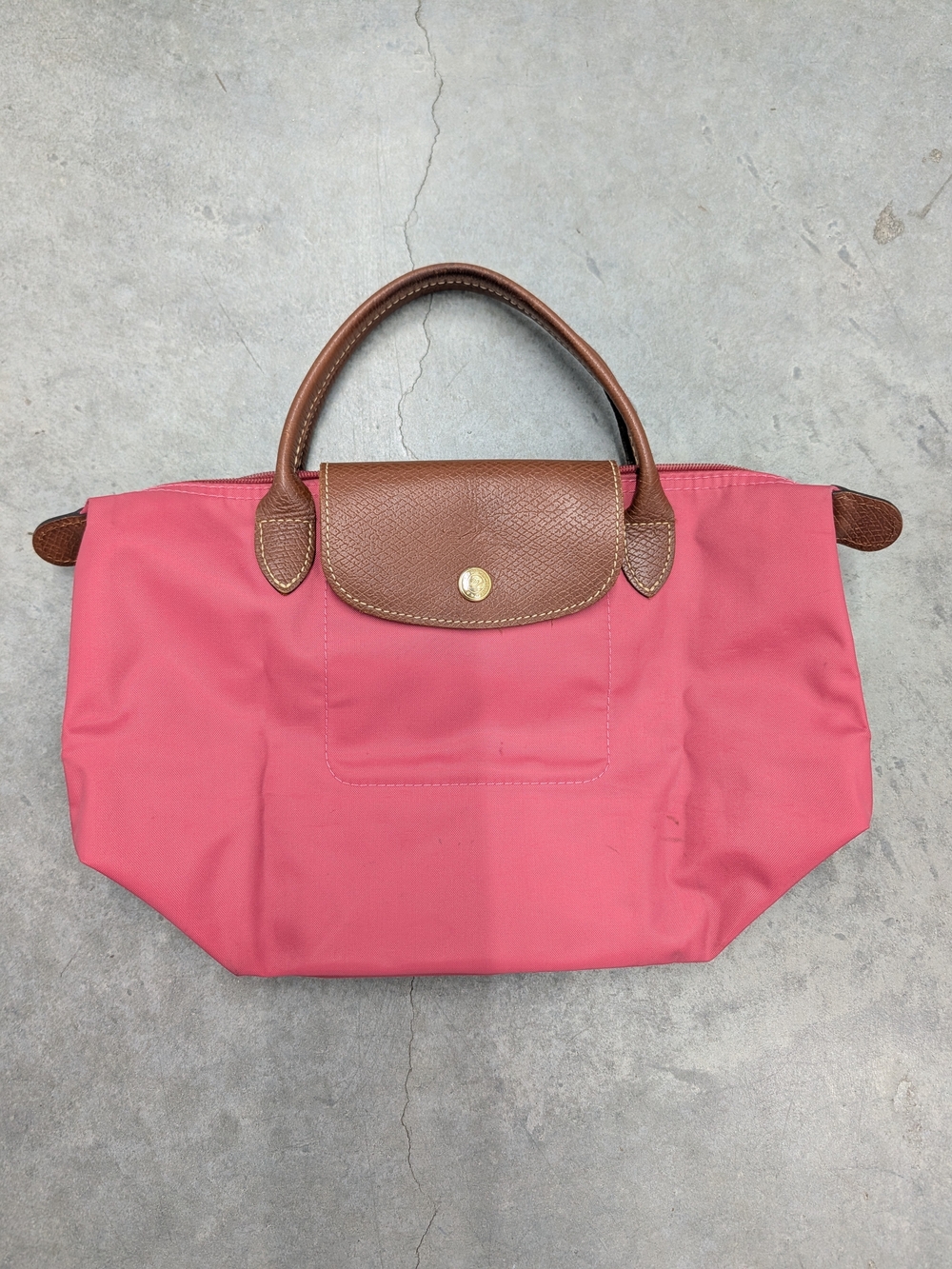 Small Longchamp Brown & Pink  Top-Handle Bag